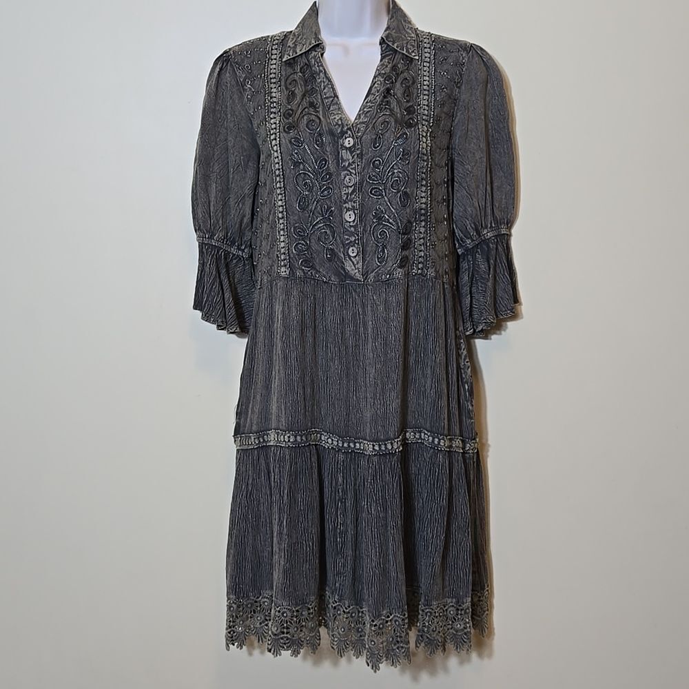 Young Threads Embroidered Dress Size S Western Boho Festival‎